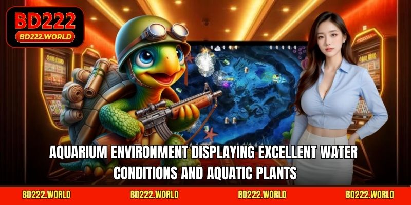 Aquarium environment displaying excellent water conditions and aquatic plants