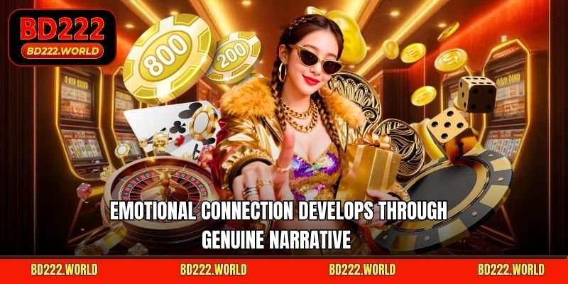 Emotional connection develops through genuine narrative  