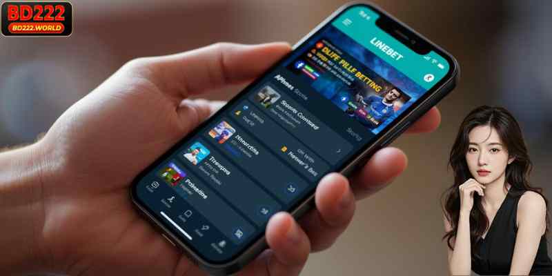  iPhone displaying Linebet iOS app interface for mobile betting